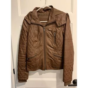Faux Leather Rebel Jacket Brown